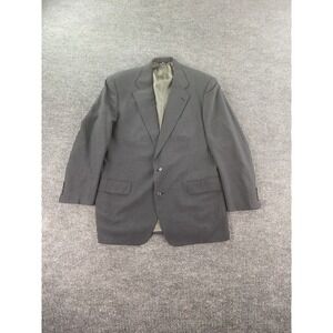 Polo University Club Suit Jacket 44 L Gray Wool Solid Ralph Lauren Logo USA